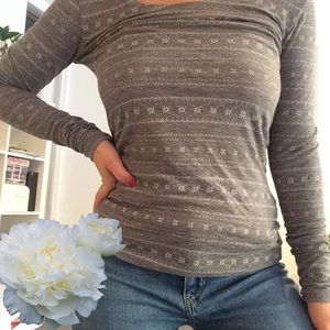 Winter Themed Grey Long Sleeve Thermal Sweater